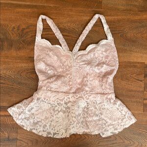 Lace Peplum Tank Top in Light Pink